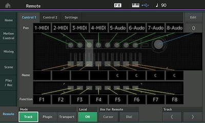 O MODX+ tem uma função de controlo remoto de DAW?