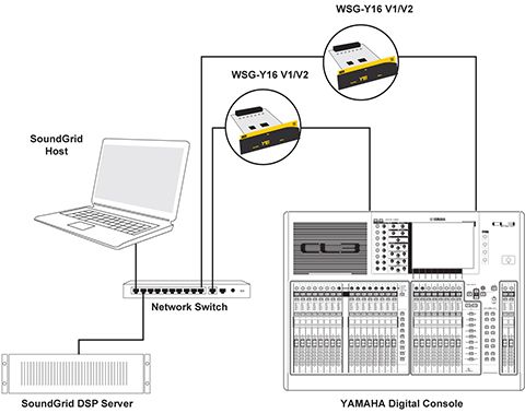 32-channel system setup: two Y-16 cards, one server