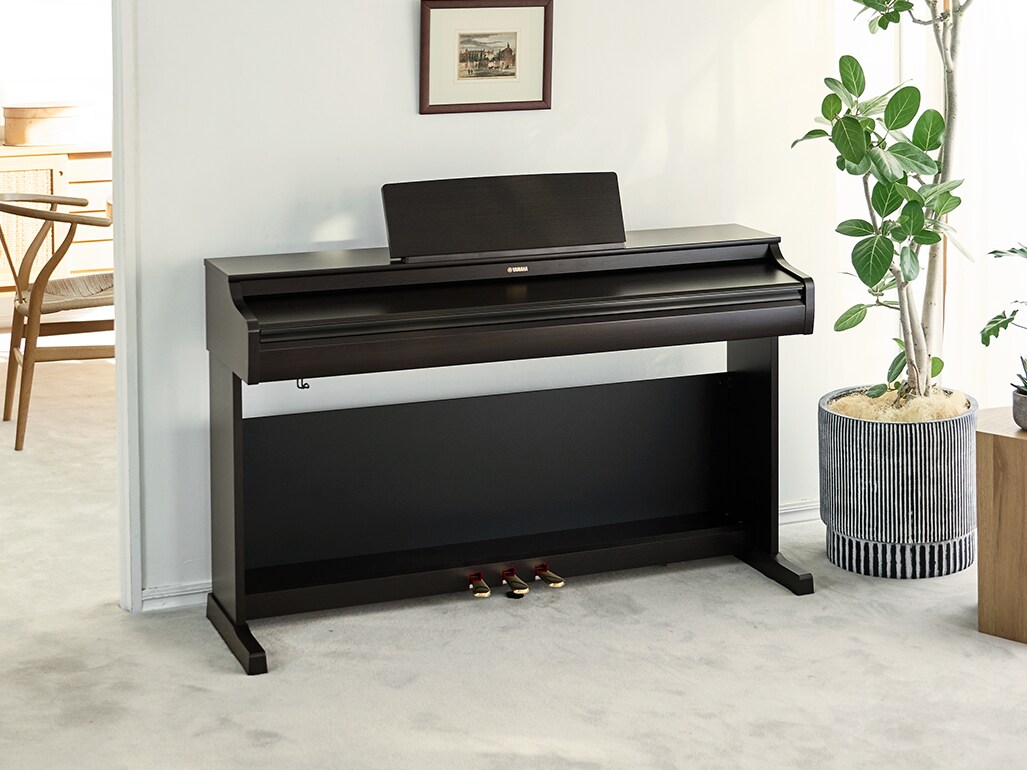 O design compacto e refinado dos pianos digitais ARIUS integra-se naturalmente em salas de estar.