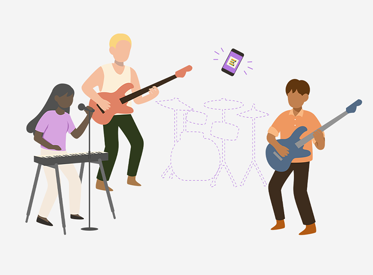 A aplicação Extrack a substituir membros da banda que não conseguem ir ao ensaio