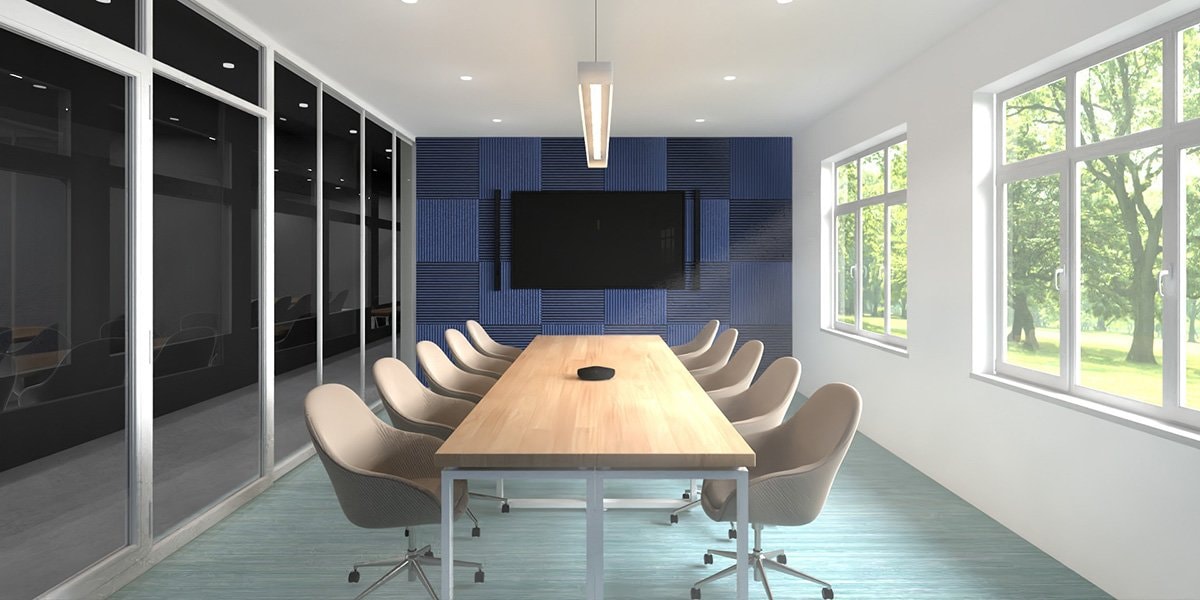 A nova solução ADECIA de mesa proporciona um som nítido para conferências em ambientes de escritório.