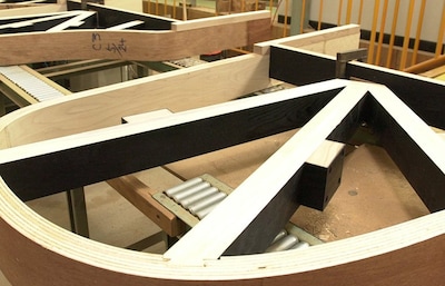 Beams are fit into the curved inner liner