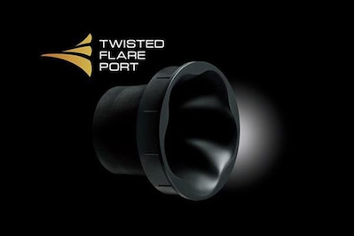 Frequências graves mais nítidas com a tecnologia Twisted Flare Port™ 