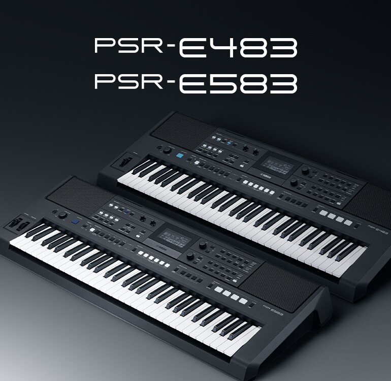 Teclados Yamaha PSR-E483 e PSR-E583.
